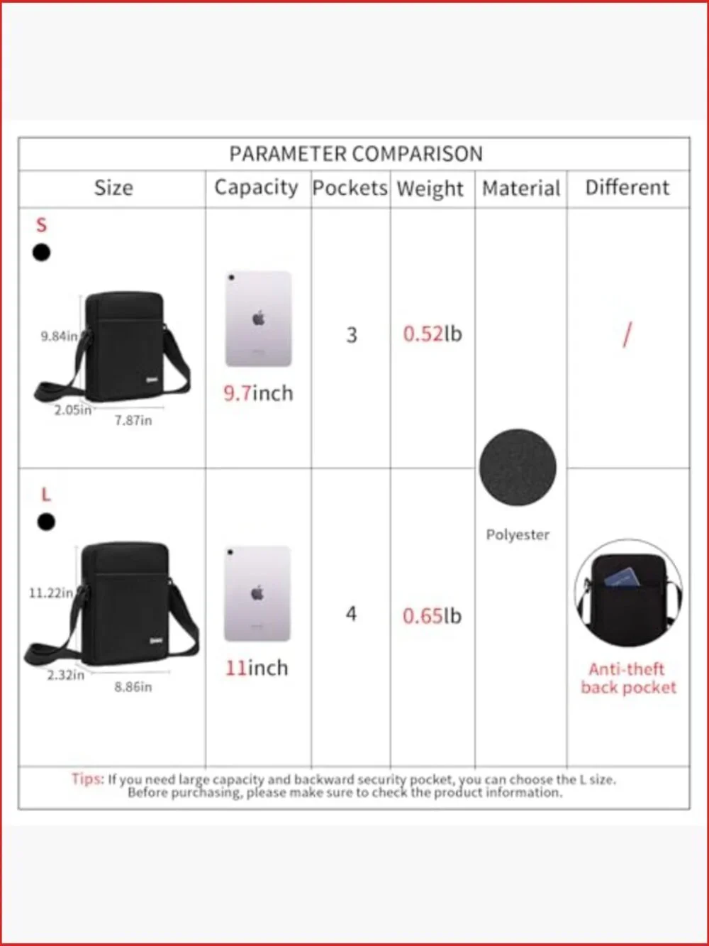 Slim Lightweight Messenger Bag Crossbody Shoulder Bag for Men Business Commuter